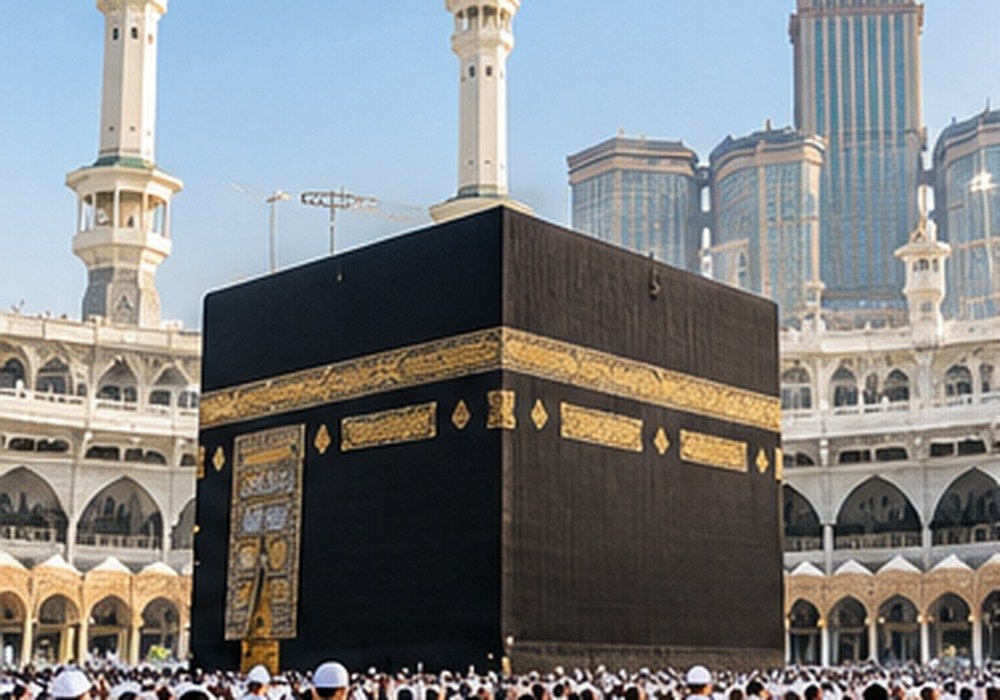 Umrah travel and Kaaba illustration